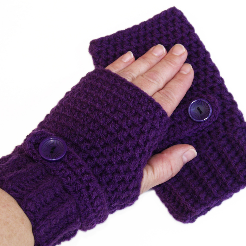 Purple Fingerless Wristlets - MADE TO ORDER - Picture 4 of 7